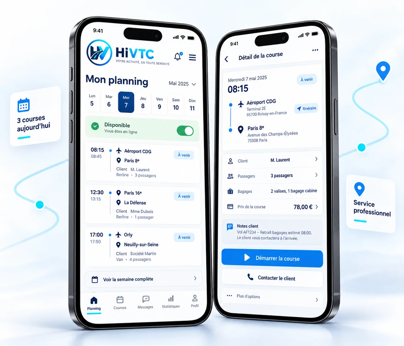 Chauffeurs professionnels avec HiVTC